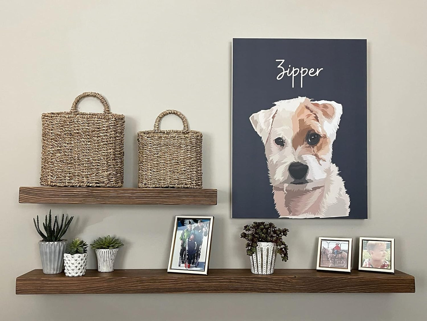 joelsantiques - 18 Inch Wooden Floating Shelves for Wall - 18x6x2 in - Made of Natural Wood - Short Heavy Duty Rustic Wall Shelves for Bedroom - Perfect for Bathroom, Kitchen - Medium Brown