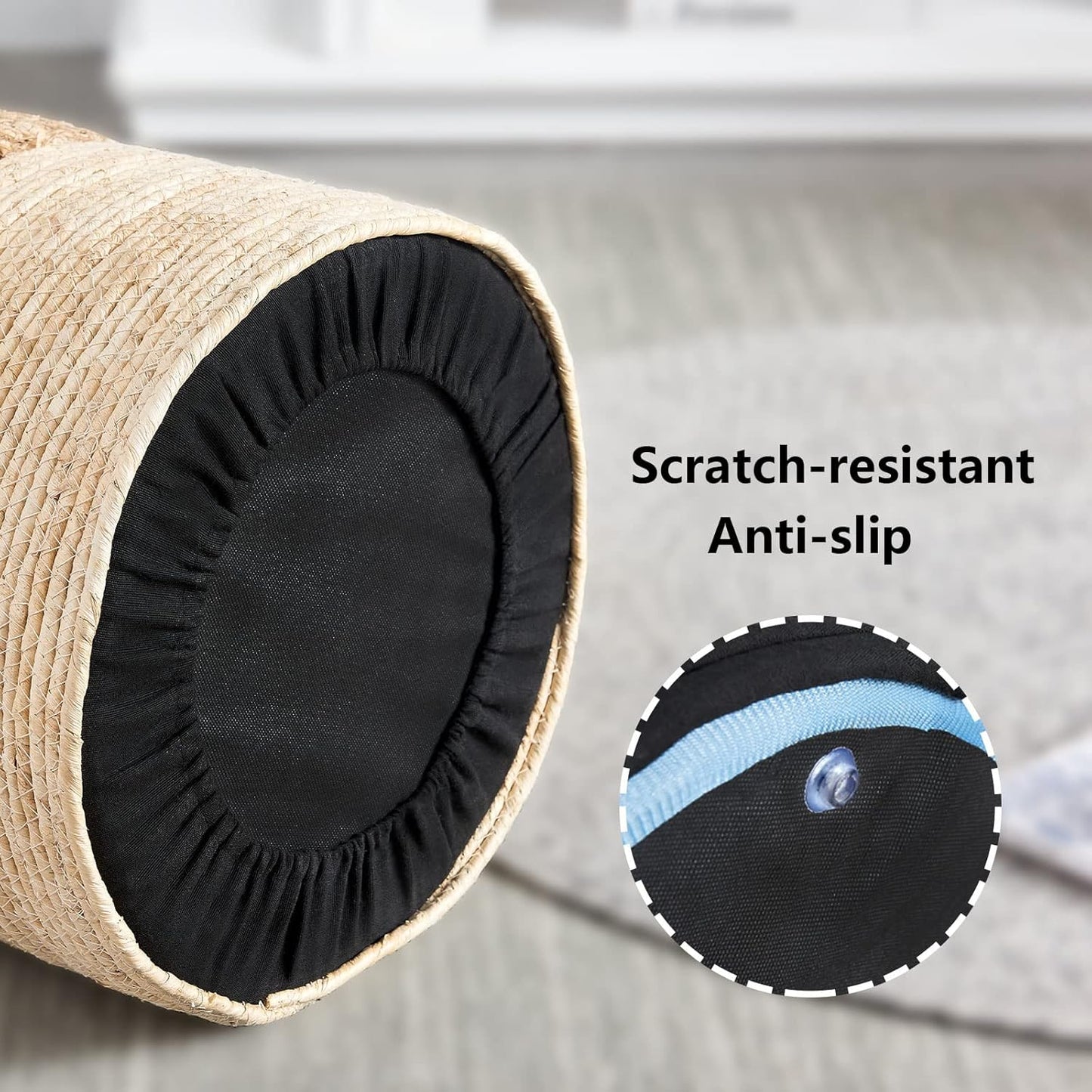 Cplxroc Pouf Ottoman, 100% Handwoven Seagrass Braided Pouffe, Boho Decor Floor Chair for Couch or Desk, Outdoor Ottomans for Garden, Round Footrest with Wood Frame, Home Decorative Seat for Balcony