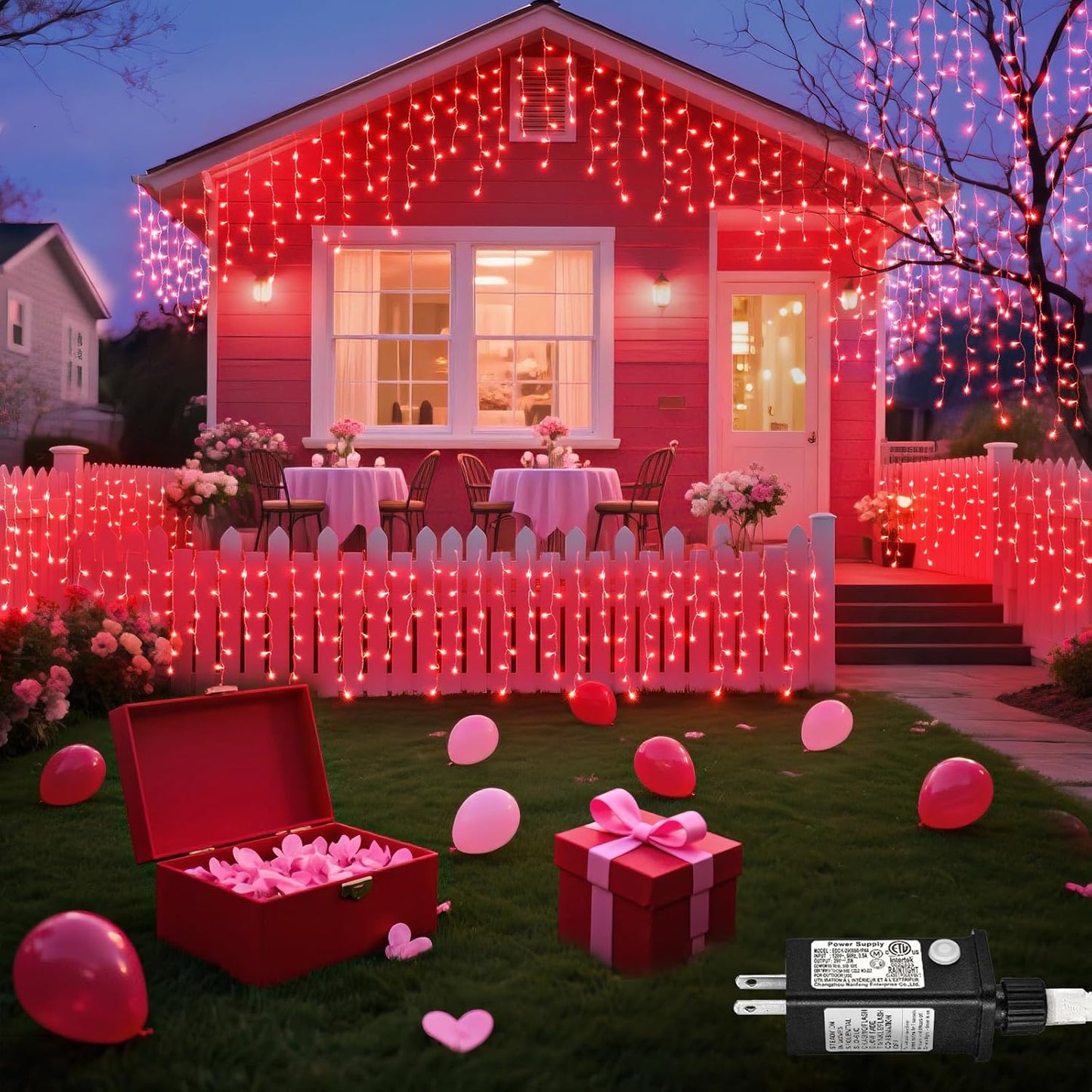 Red Christmas Lights Outdoor, 33ft 400 LED Icicle Lights for Outside Clear Wire Connectable Twinkle Light with 8 Modes Timer Plug in Waterproof for Window Party Wedding Holiday Decorations