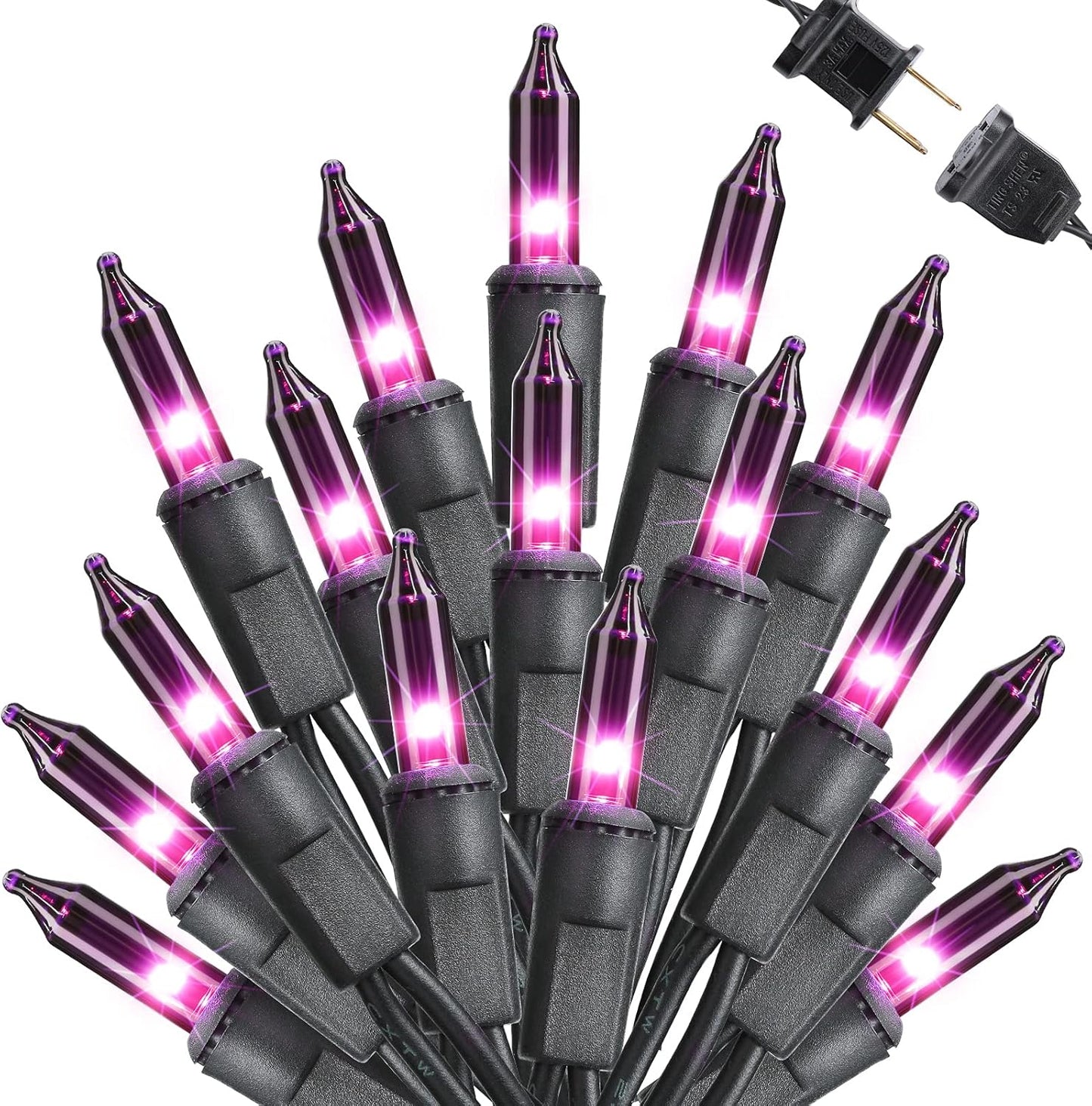 Toodour Purple Halloween Lights, 25ft 100 Count Incandescent Halloween String Lights, UL Certified Connectable Mini Bulbs String Lights for Home, Garden, Porch, Yard, Patio, Party, Indoor Decoration