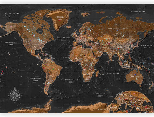 artgeist Wall Mural World Map 193x138 in - XXL Peel and Stick Self-Adhesive Wallpaper Removable Large Sticker Foil Wall Decor Print Picture Image Design Map of The World k-A-0206-a-a