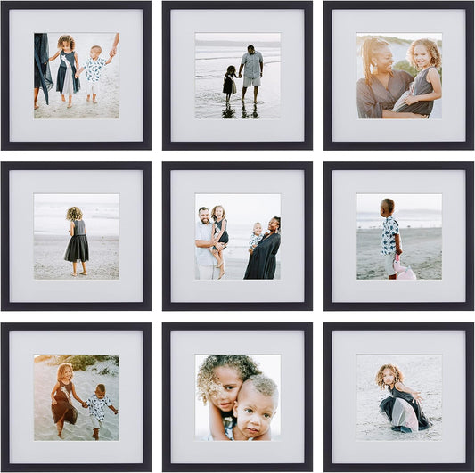 Sheffield Home 9 Piece Gallery Wall Frame Set, 12x12 in. Matted to 8x8 in. (Matte Black)