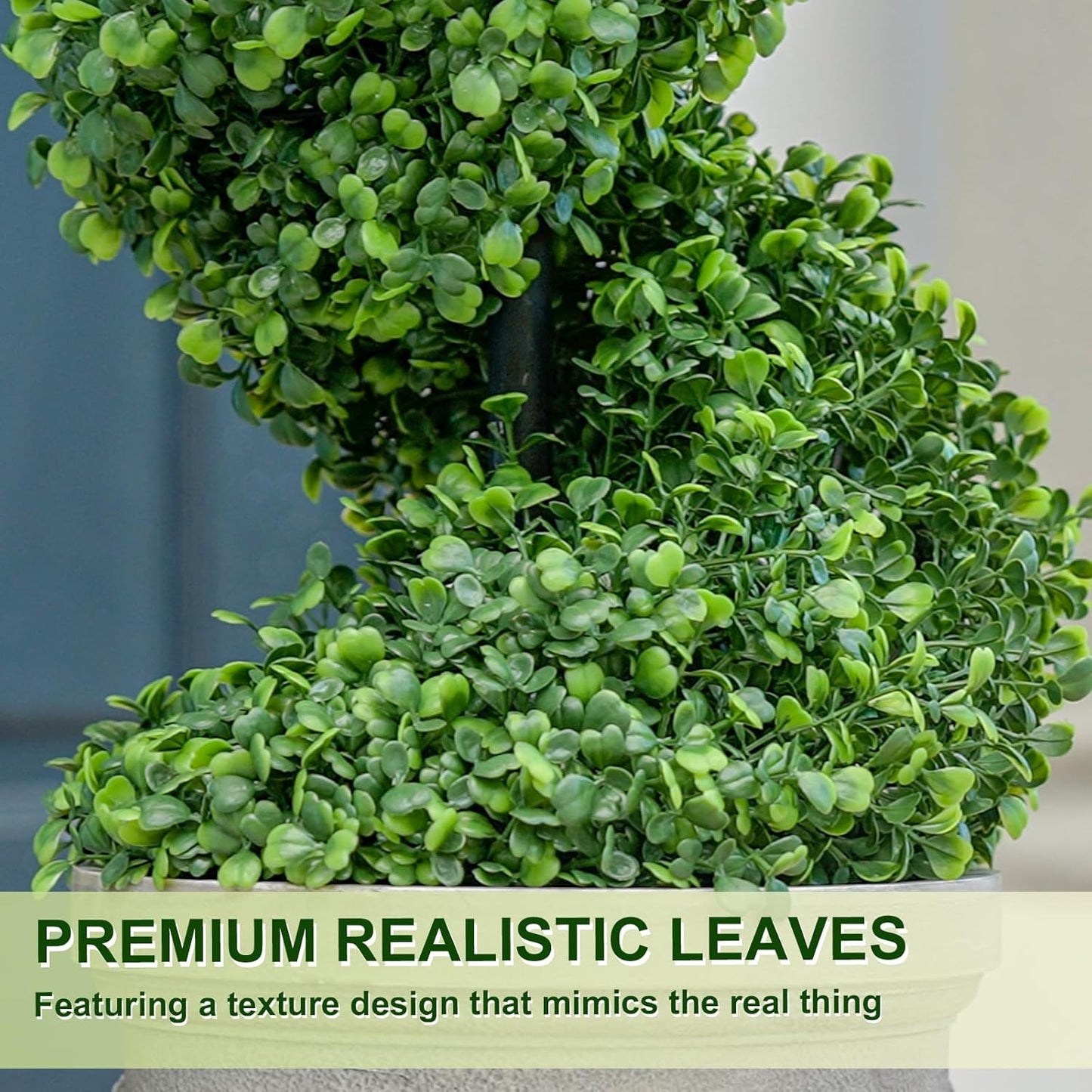 3FT Artificial Spiral Boxwood Topiary Trees with Antique-White Roman-Style Planter - Outdoor&Indoor Year-Round Garden, Porch, Entryway Decor (2 Pack)