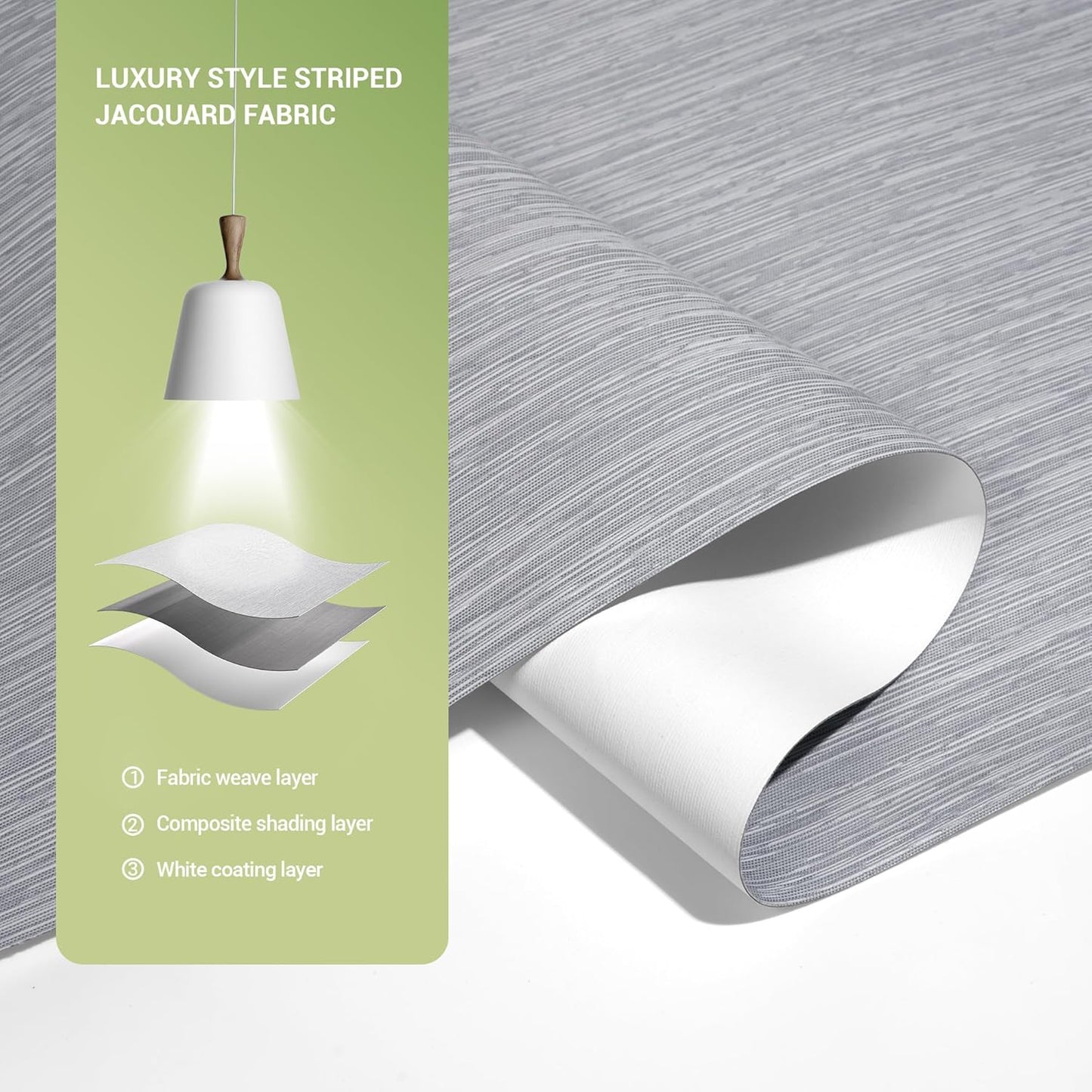 Blackout Roller Shades for Indoor Windows, Cordless Jacquard Fabric-Matched Roller Blinds, Easy to Install Privacy UV Protection Roll Up Blinds for Home Office, Grey, 31" W x 72" H