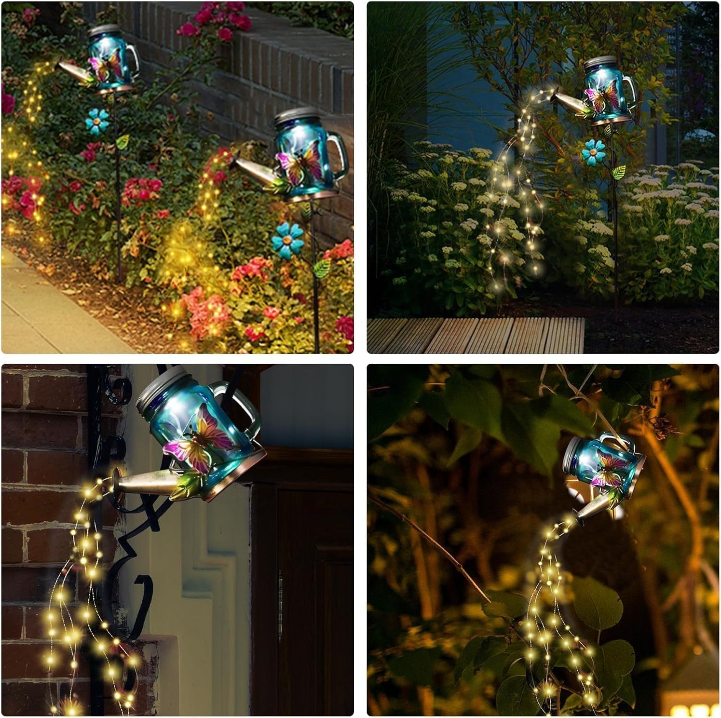 Solar Watering Can Light, Yard Outdoor Decor Lights, IP65 Waterproof, Hanging Butterfly Garden Light, Outside Garden Flower Bed Decor, Women Gift, Birthday Gifts