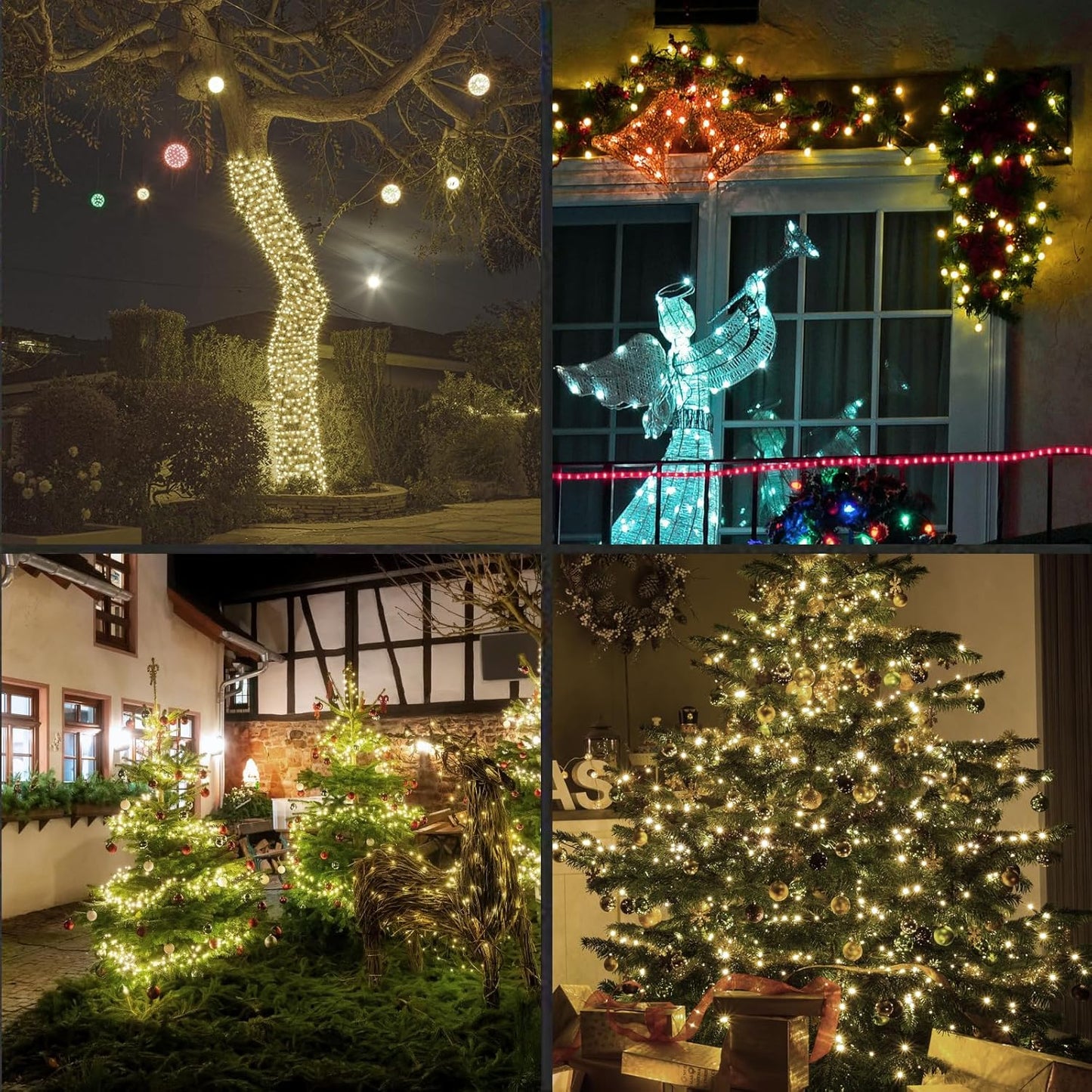 50Count String Lights, LED Christmas Lights, 6" SPACING,100% Quickly Twinkle,Green Wire,Warm White,Commercial Grade