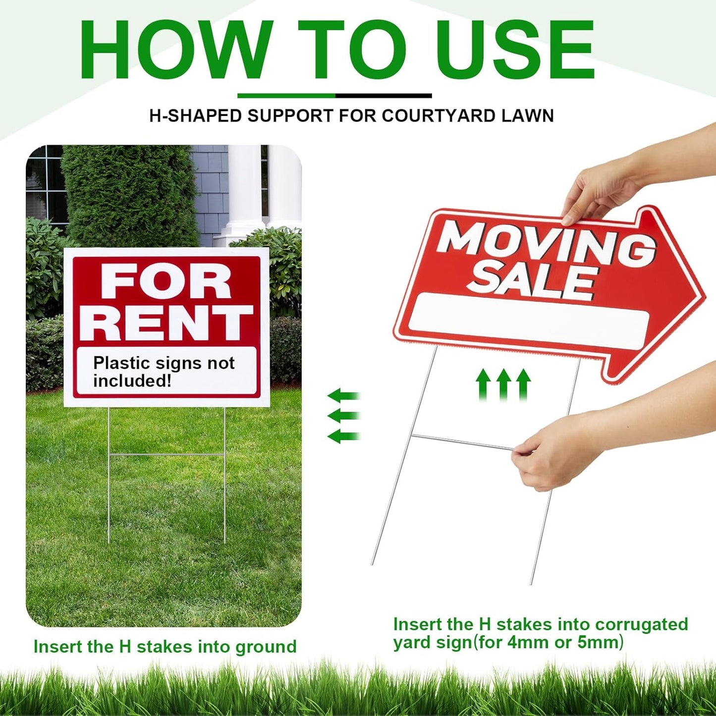 Tandefio 100 Pcs Yard Sign Stakes Metal 15"x10" H Frame Wire Yard Stakes Use with Corrugated Sign Metal Holder for Advertising Party Decorations Outdoor Lawn Garden Garage House