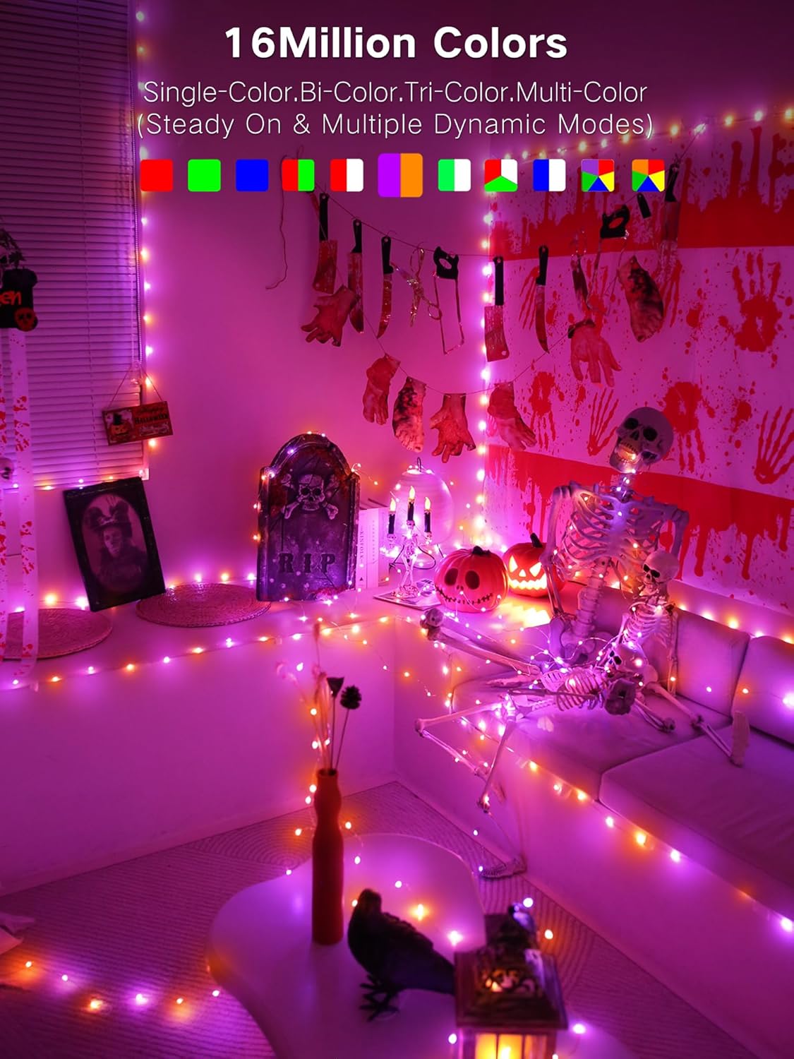 BrizLabs Smart Fairy String Lights, 66ft 200 LED WiFi RGB Christmas Fairy Lights App Control, Dimmable Rainbow Christmas Lighting, Music Sync Xmas Decorative Lighting Work with Alexa & Google Home