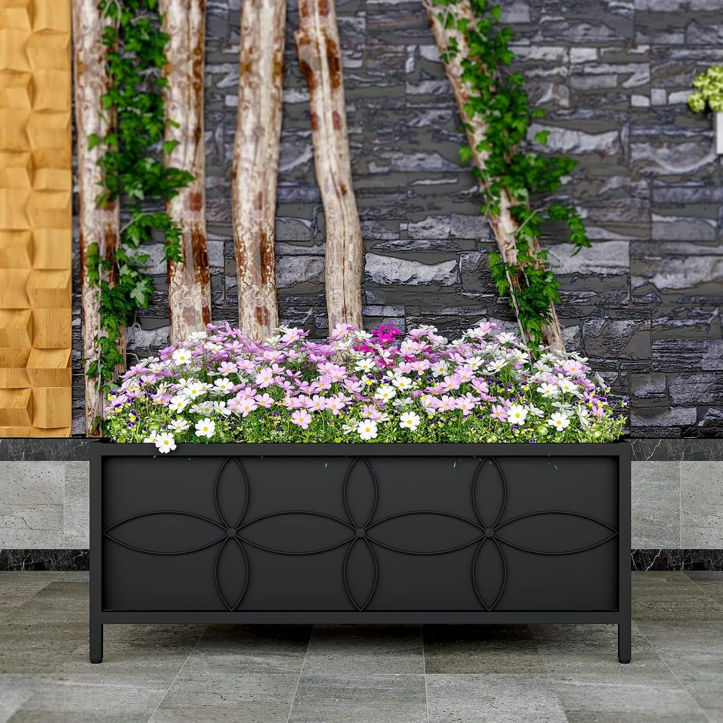 Zhongma Sturdy Raised Garden Bed with Inner Fabric Liners for Vegetables Flower, Planter Box for Backyard Patio Balcony. Inner Size: 33.85x14.17x11 inch