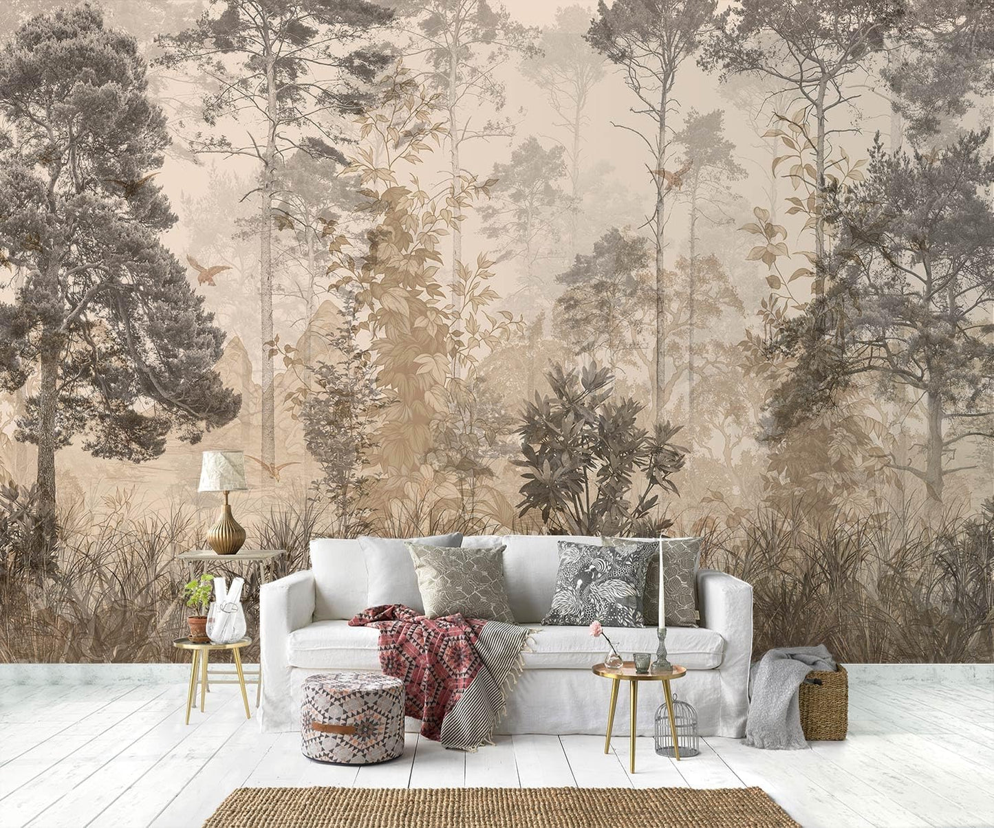 -Vintage Forest Natural Wall Bedroom Mural XT18 L 180" x 115"