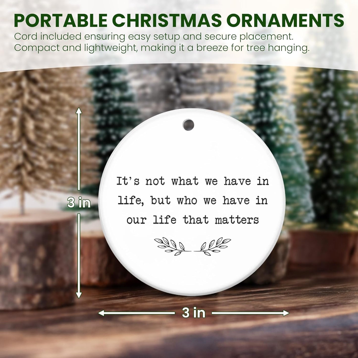 TEEZWONDER Inspirational Gifts for Women Men - Ceramic Christmas Ornaments 2025 for Tree Decorations - Mom Dad Gifts for Sister Brother Grandma Grandpa, Friend Gift Ideas