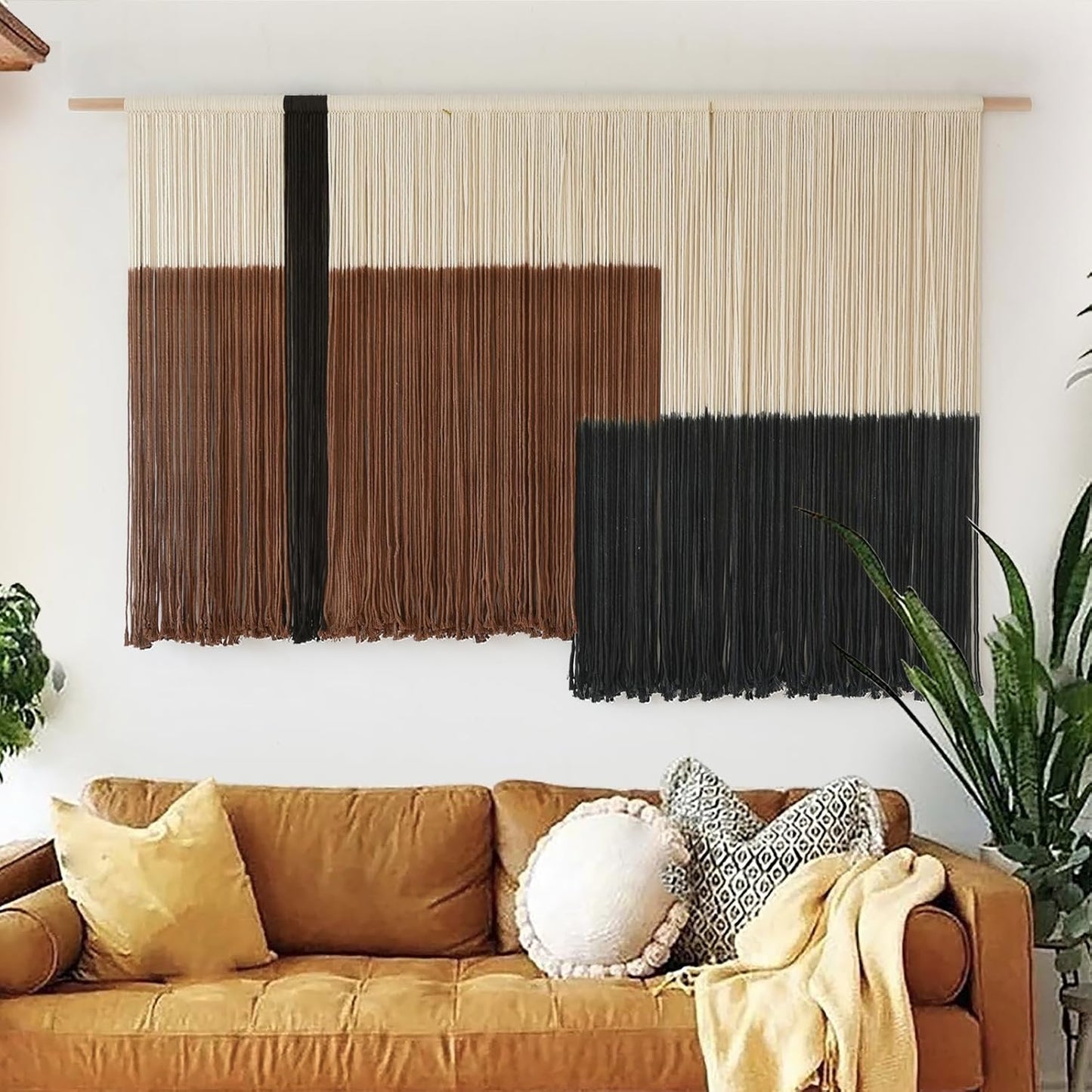 Macrame Wall Hanging Large Dip Dye Tapestry Fiber Wall Art Boho Bedroom Décor 57''W*35''L