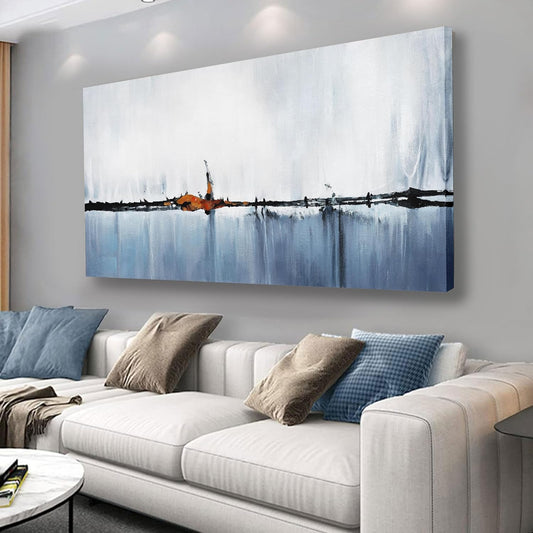 Abstract Wall Decor Modern Abstract Wall Art Blue and White Pictures Canvas Art Wall Decor Framed Artwork for Living Room Bedroom Dining Room Home Office Decor 24"x48"