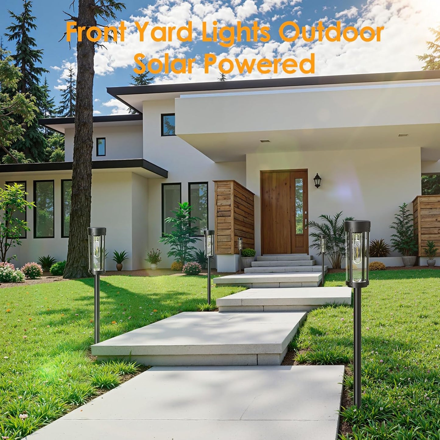 Solar Pathway Lights Outdoor: 8 Pack Upgraded Solar Lights Outdoor Waterproof - Up to 15 Hrs Bright Modern Path Light for Garden Yard Patio Driveway Walkway Sidewalk Landscape Lighting Outside Decor