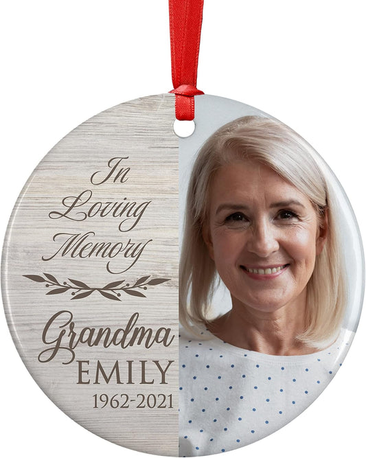 in Loving Memory, Memorial Christmas Ornament Personalized with Photo, Name & Date - Upload Photo & Picture - 7 Designs, Memorial Ornaments Loss of Loved Ones – D7