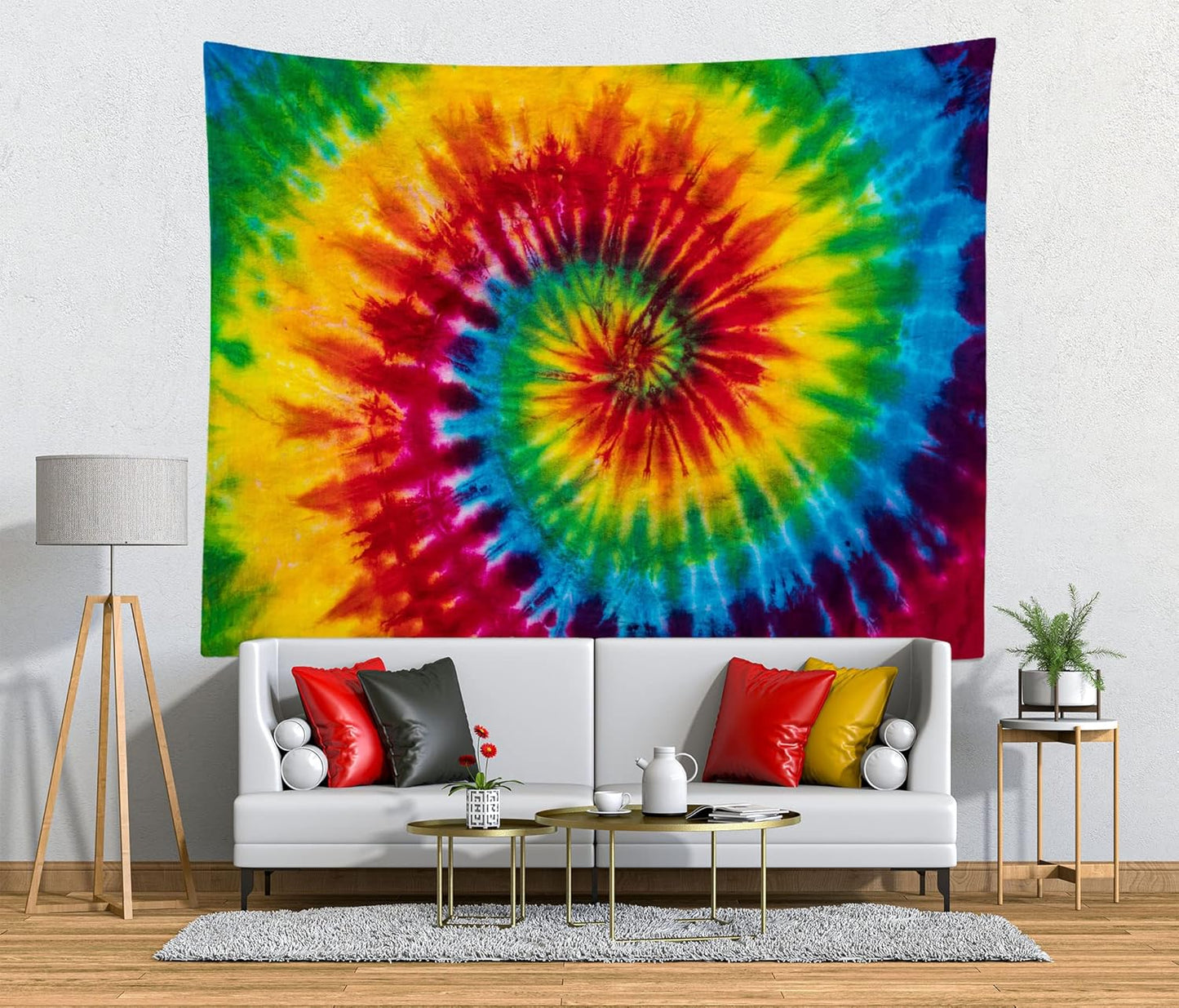 Loccor 12x8ft Tie Dye Tapestry Colorful Red Blue Yellow Green Orange Purple Retro Abstract Psychedelic Swirl Wall Hanging for Living Room Bedroom Dorm Home Decor （Pattern Painted on Polyester Fabric）
