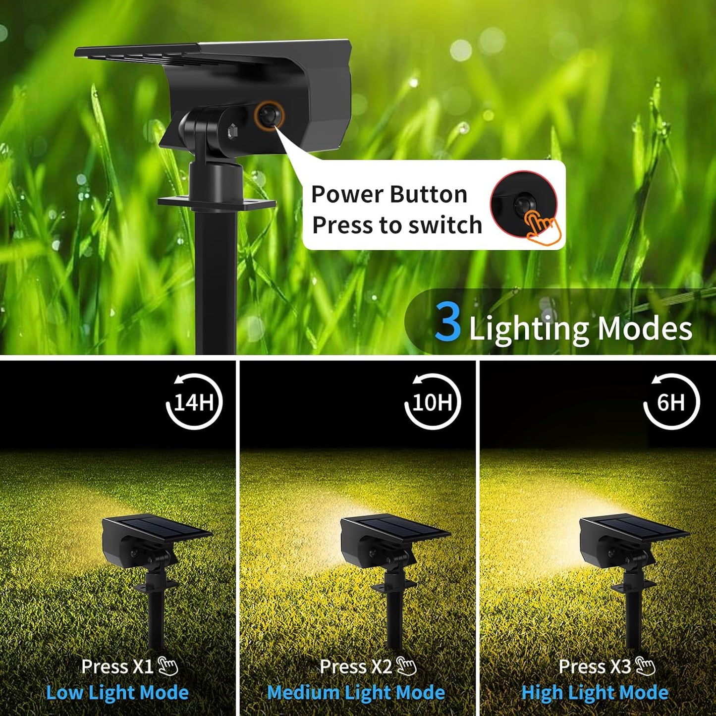 Solar Spot Lights Outdoor 10 Pack, [46 LED/3 Modes] Solar Landscape Spotlights Waterproof, 2-in-1 Auto On/Off Solar Powered Lights for Outside Yard Garden Wall Pathway(Warm White)