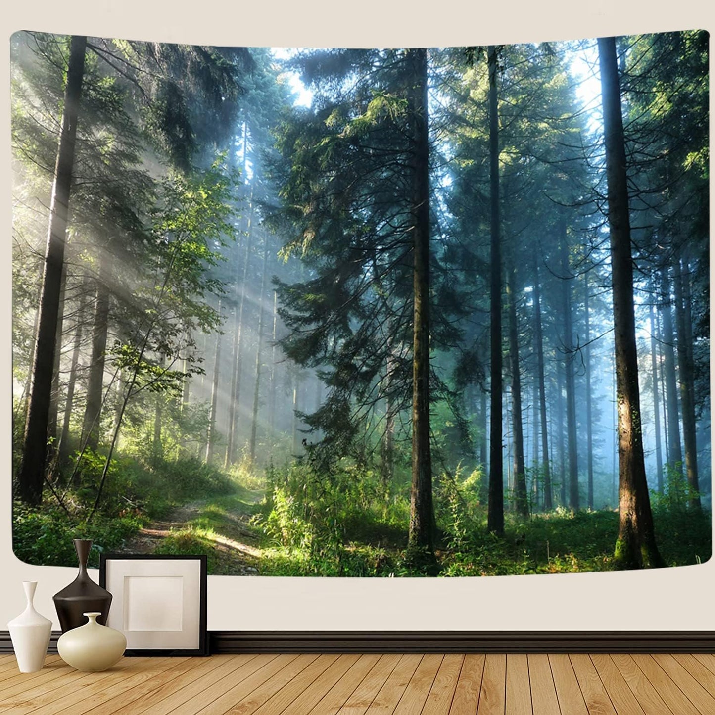 Llamazing Forest Tapestry Home Decor Landscape Tapestry Living Room Bedroom Decoration Magic Curtain (Morning Forest, 60''L×51''W)