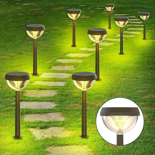 Linkind Solar Pathway Lights 8 Pack, Solar Lights Outdoor Warm White Waterproof, Adjustable Solar Powered for Walkway Yard Garden Driveway Backyard