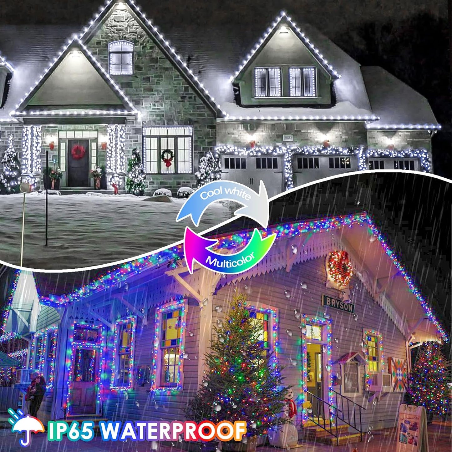 SANJICHA Cool White and Multicolor Color Changing Solar String Lights, Extra-Long 2PK 144FT 400LED Solar Fairy Lights Outdoor Waterproof, Copper Wire 8 Modes for Garden Party Wedding Decorations