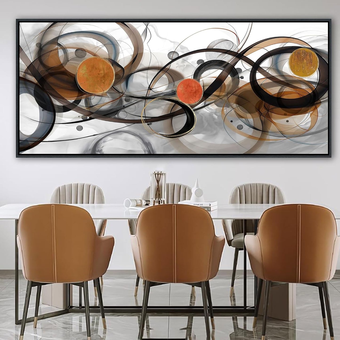 XLSJERST Large Wall Art for Living Room - 86x39 Inches Black and Gray Canvas Picture Framed Artwork for wall Modern Abstract Minimalist Paintings Oversize Wall Decor