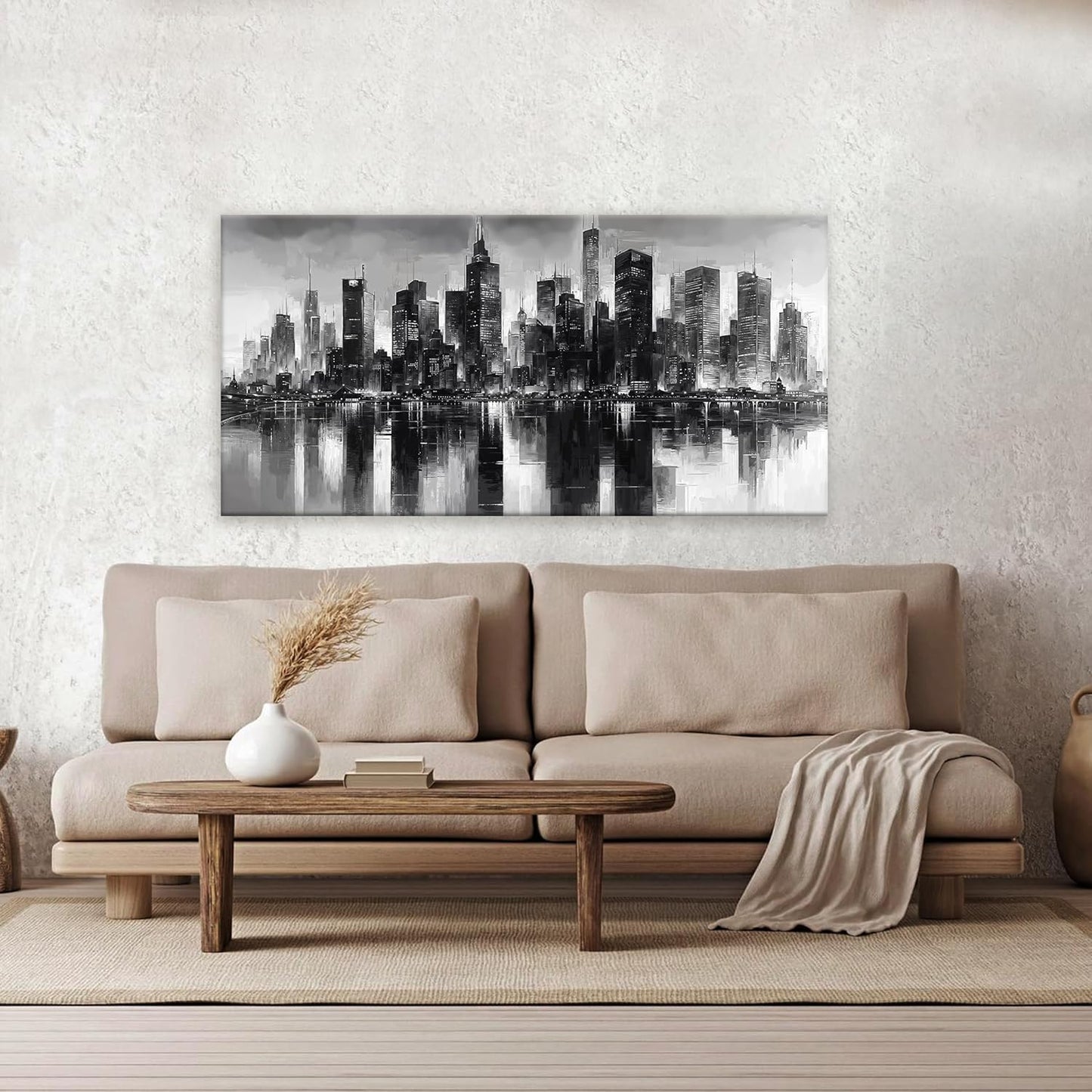 QSQ New York City Wall Art Brooklyn Bridge Wall Art Print Paintings Modern Cityscape Canvas Art Wall Decor Picture For Bedroom Apartment Office Home Decor Chicago Artwork 20 × 40 In