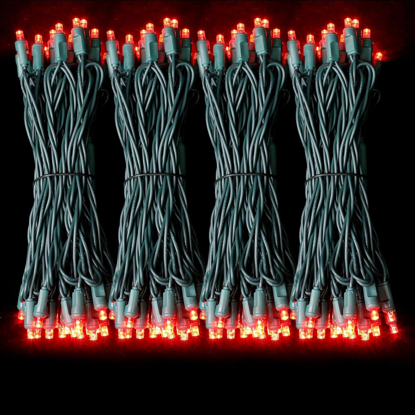 200LED (4pk of 50L) String Lights, LED Christmas Lights, 6" SPACING,Green Wire,RED