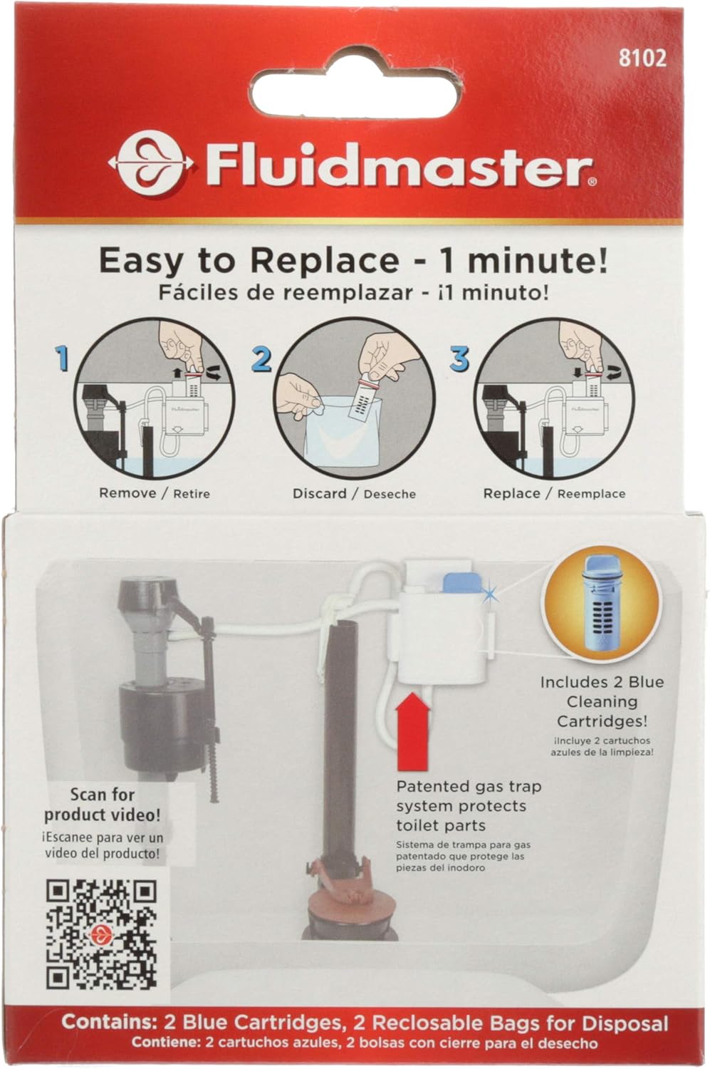 Fluidmaster 8102P8 Flush 'n Sparkle Automatic Toilet Bowl Cleaning System Refills, Blue 2-Pack, Upgraded Version