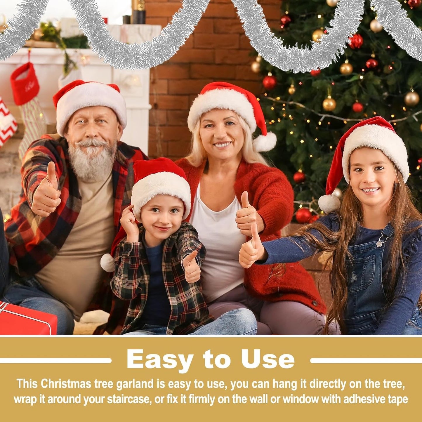 25 Feet Metallic Twist Tinsel Garland Wall Hanging Backdrop for Parade Floats, Christmas Eve, New Year, Valentine's Day Party Decorations (Silver, 4in x 25ft)