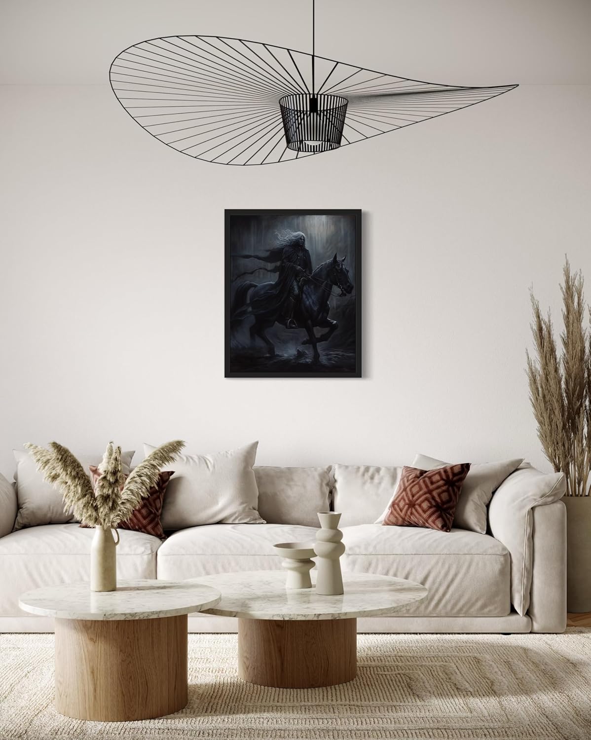 Black Dark Knight Poster Art Print, Halloween Scary Vintage Wall Art Academia Spooky Painting Decoration for Horror Prints, Gothic Posters Bedroom Decor 89 (Black Dark Knight, 11 x 14 inches, Black Frame)