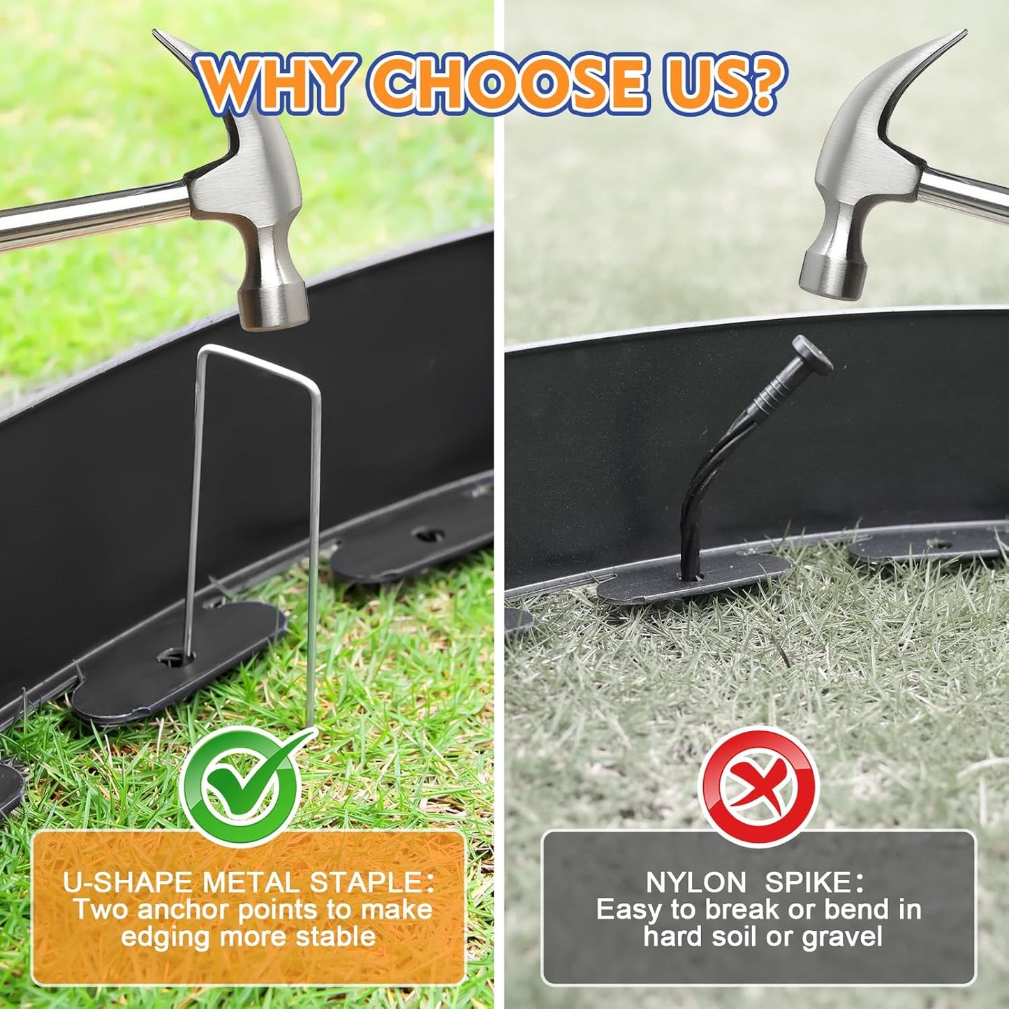 4 Inch x 100 FT (Multiple Sizes Available) Landscape Edging, Garden Edging Borders with 100pcs Upgrade Stakes, Flexible No Dig Plastic Garden Border for Lawn, Landscaping, Flower Beds, tree and Yard