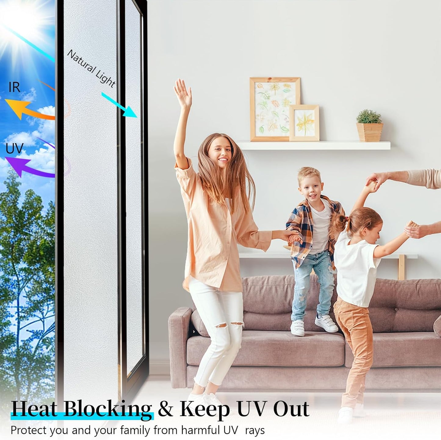 Niviy Frosted Glass Window Privacy Film 78.7 x 23.6 Inch Static Cling Bathroom Window Frosting Film Day and Night Privacy Windows Cling Home Glass Door Cover