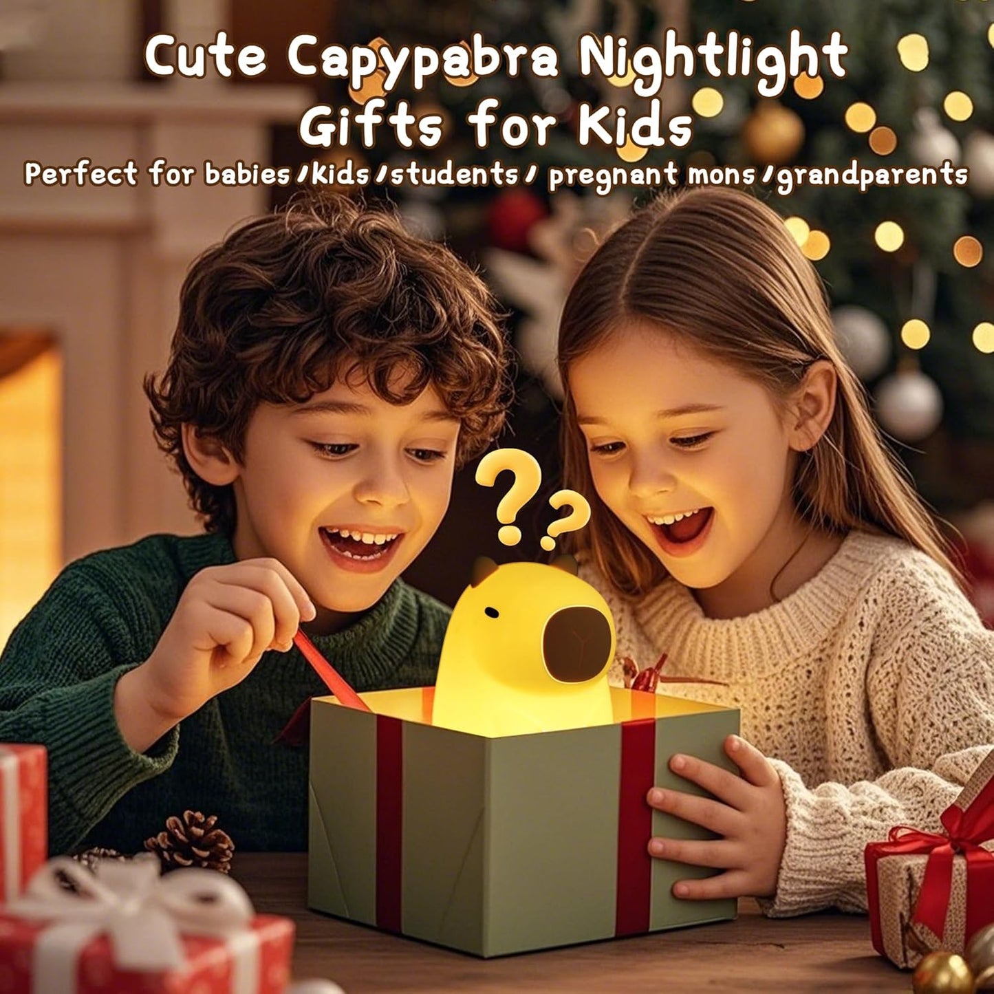 Cute Capybara Night Light, LED Squishy Novelty Animal Night Lamp,2 Levels Dimmable/Timer Nursery Nightlight for Kids, Rechargeable Touch Bedside Lamp, Bedroom/Dorm Decor, Baby Boys Girls Gifts