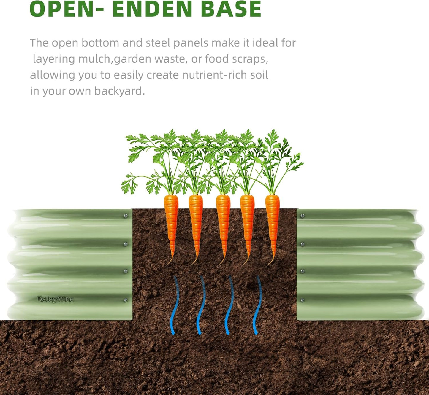 DaisyVibe Raised Garden Bed Kit, Planter Raised Garden Boxes Outdoor, Oval Large Metal Raised Garden Beds for Vegetables Flowers (Green, 8ftx2ftx1ft)