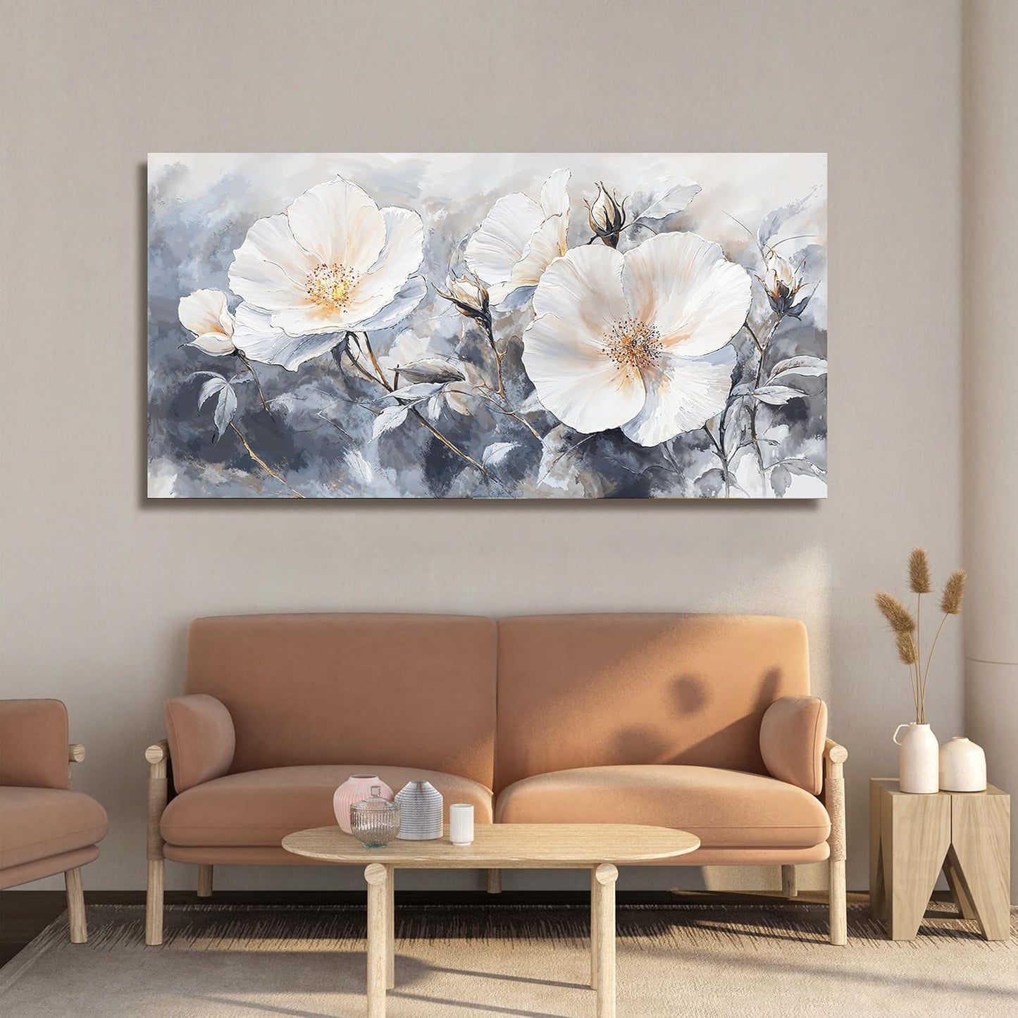 Canvas Wall Art Decor Black and White Wall Art Decorations Vintage Flower Wall Art Prints Wall Art Pictures for Living Room Canvas Art Wall Decor Artwork for Walls Bedroom Office Decor 20" X 40"
