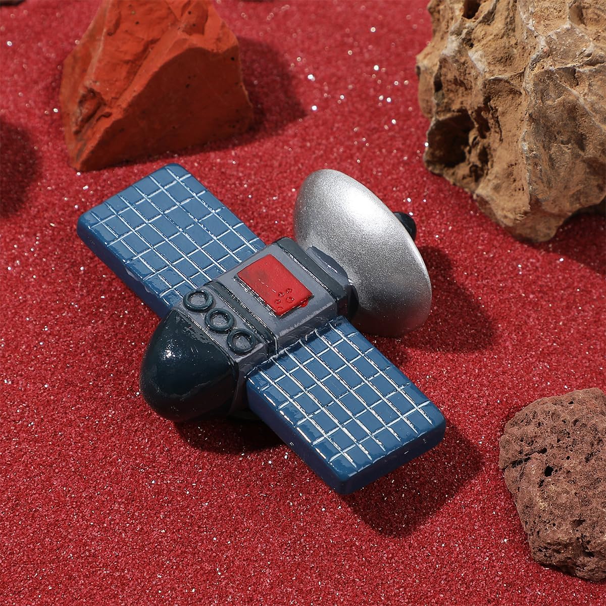 Desktop Zen Garden Kit -Mars Space Exploration Themed Zen Decor Sand,Astronaut Statue Figurines,Irregular Red Raw Sandstone Sand Tabletop Decoration,Zen Office Desktop Decoration Gift (Red)