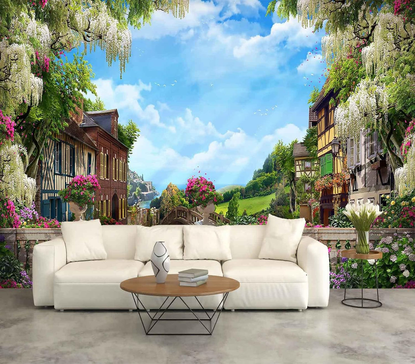 Wall Murals for Bedroom Venice Garden Large Mural Wallpaper Wall Stickers 195''x120''(Not Self-Adhesive)