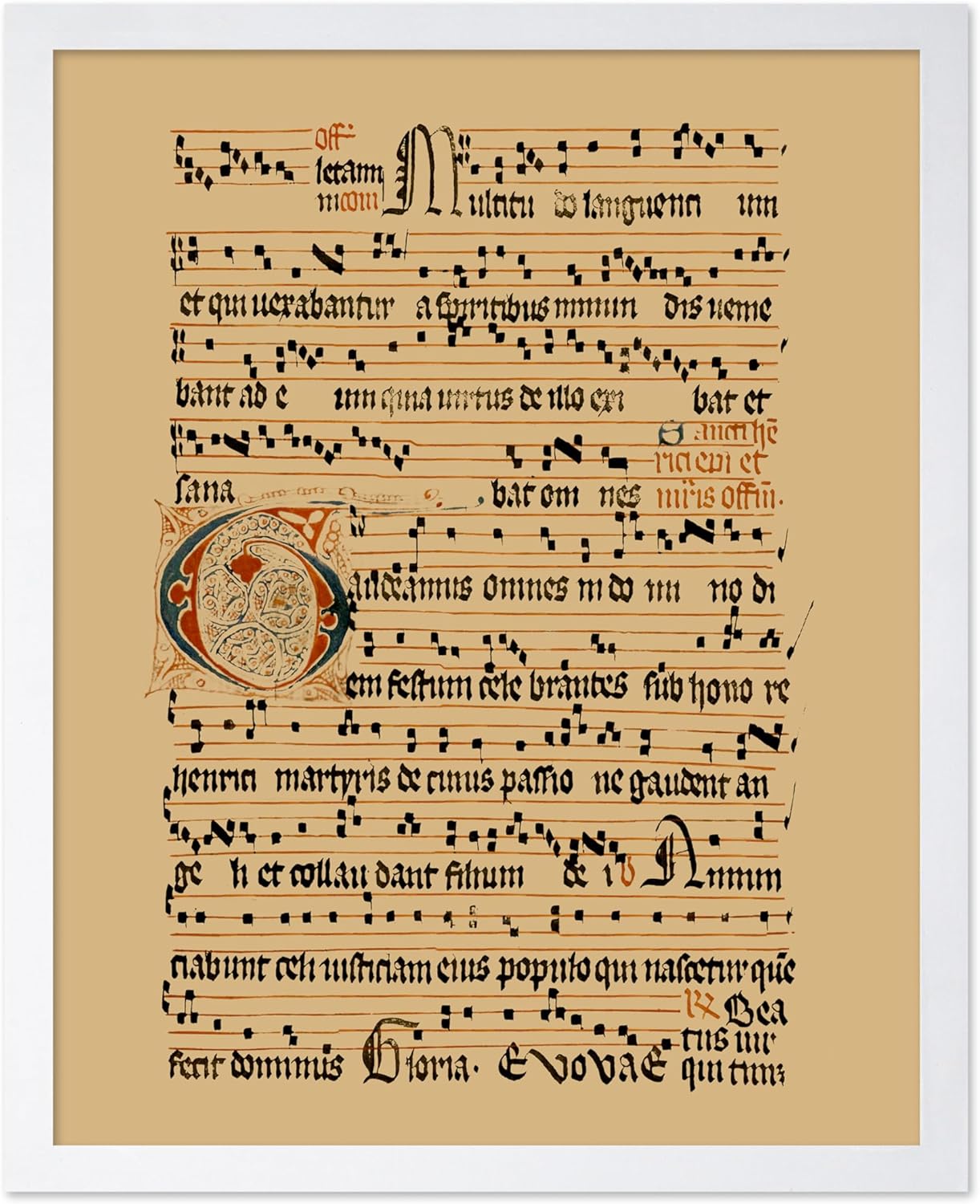 Poster Master Vintage Hymnal Poster - Retro Music Print - Gift for Artist, Friend - Graduale Aboense, Gregorian Chant Manuscript, Score - Wall Decor for Living Room, Bedroom, 8x10 White Framed