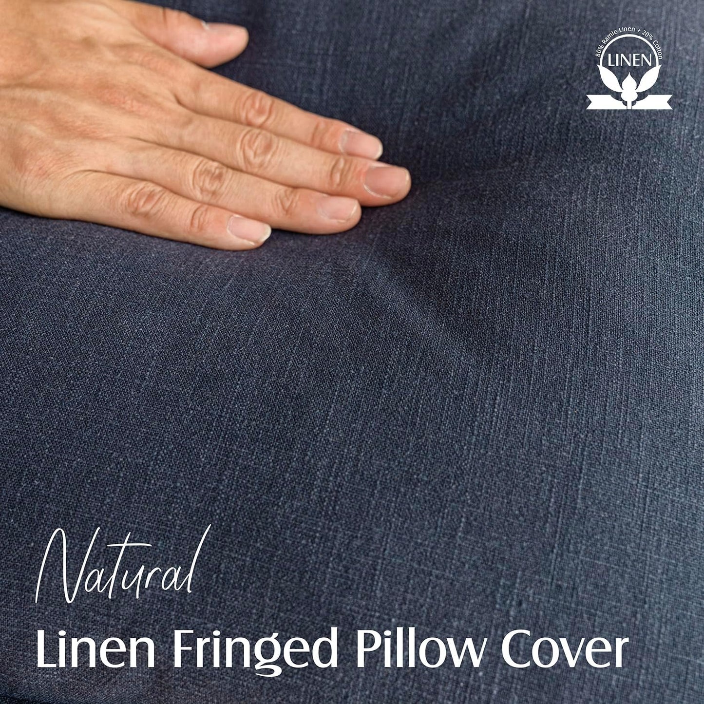 Foindtower Set of 2 Decorative Linen Fringe Throw Pillow Covers Boho Farmhouse Cushion Cover with Tassels Accent Pillowcase for Couch Bed Sofa Living Room Home Bedroom Decor, 12×24 Inch, Navy Blue