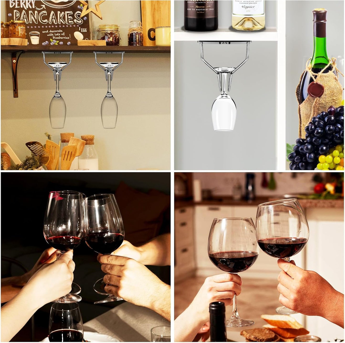 5 Pack Wine Glass Rack Stainless Steel Wine Glass Holder, 14inch Hanging Stemware Rack for Bar Kitchen Cabinet