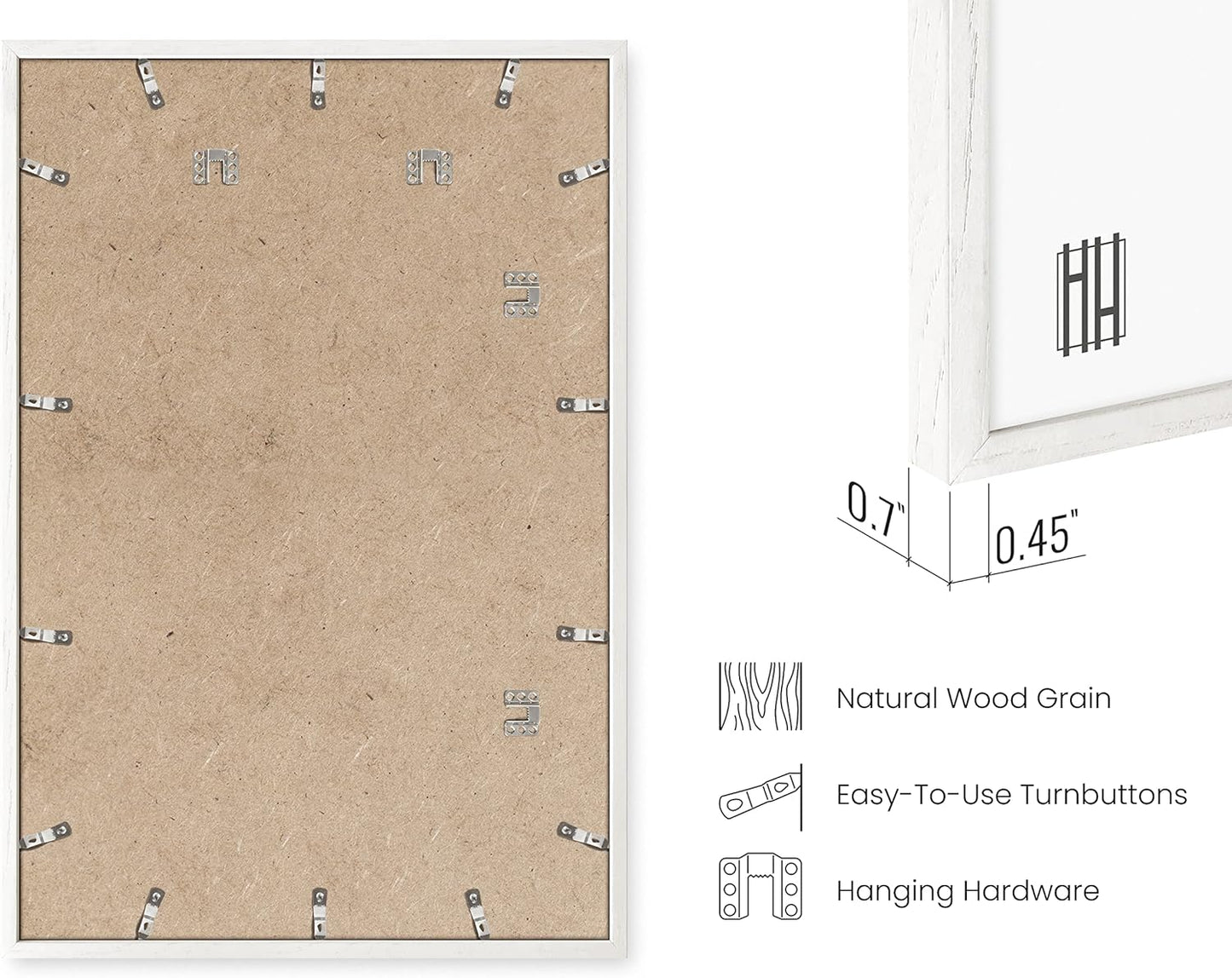 HAUS AND HUES 24 x 36 Poster Frame - Set of 1 24x36 White Poster Frame, Wooden Picture Frames, 24x36 Poster Frame White Poster Frames 24x36, Poster Frame 24x36 Frame White Frame (White Oak Frame)