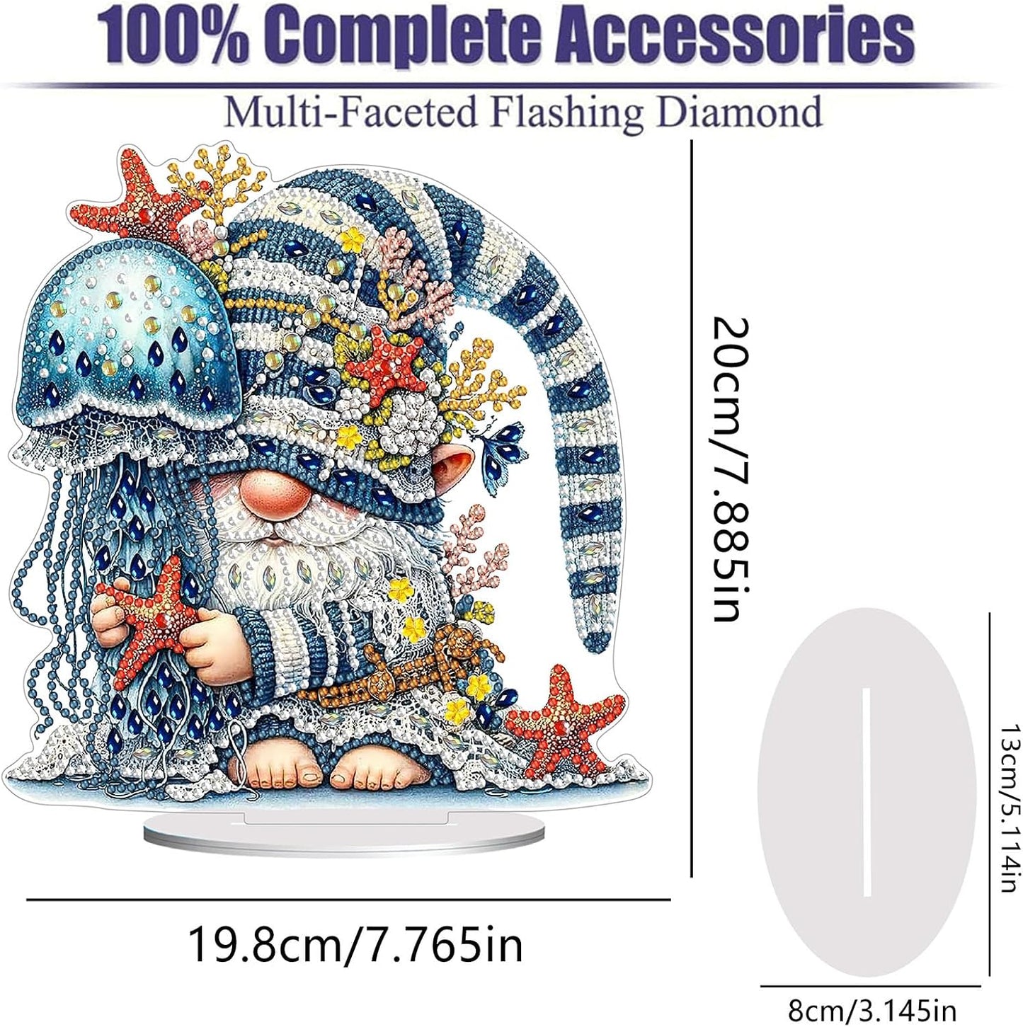 Diamond Painting Kits for Adults Beginners, 5D Full Drill Dwarf Ocean Crystal Art Desktop Ornament, DIY Single Sided Home Office Desk Decor, Creative Craft Gift Set with Tools