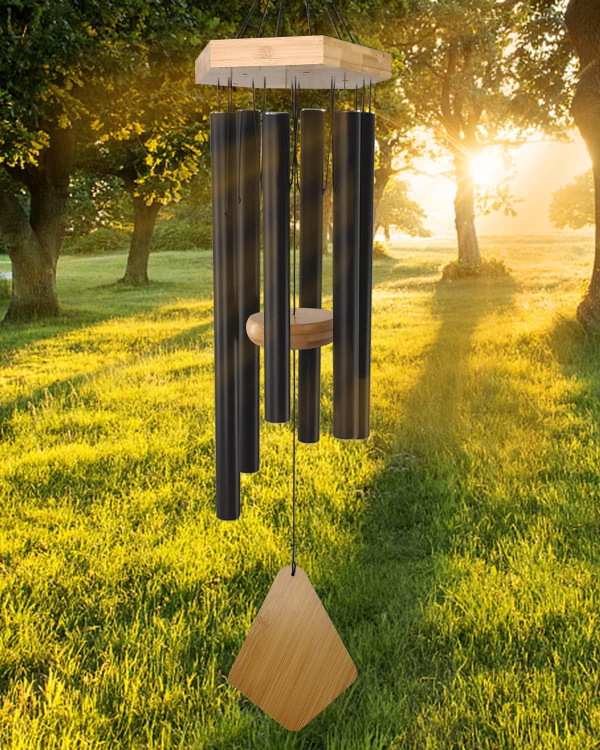Wind Chimes Outdoor Deep Tone, 30 Inches Wind Chimes Outdoor, Memorial Wind Chimes with Hook as Gifts for Mother's Day/Housewarming/Christmas, Patio, Garden, Yard, Home Décor. Black