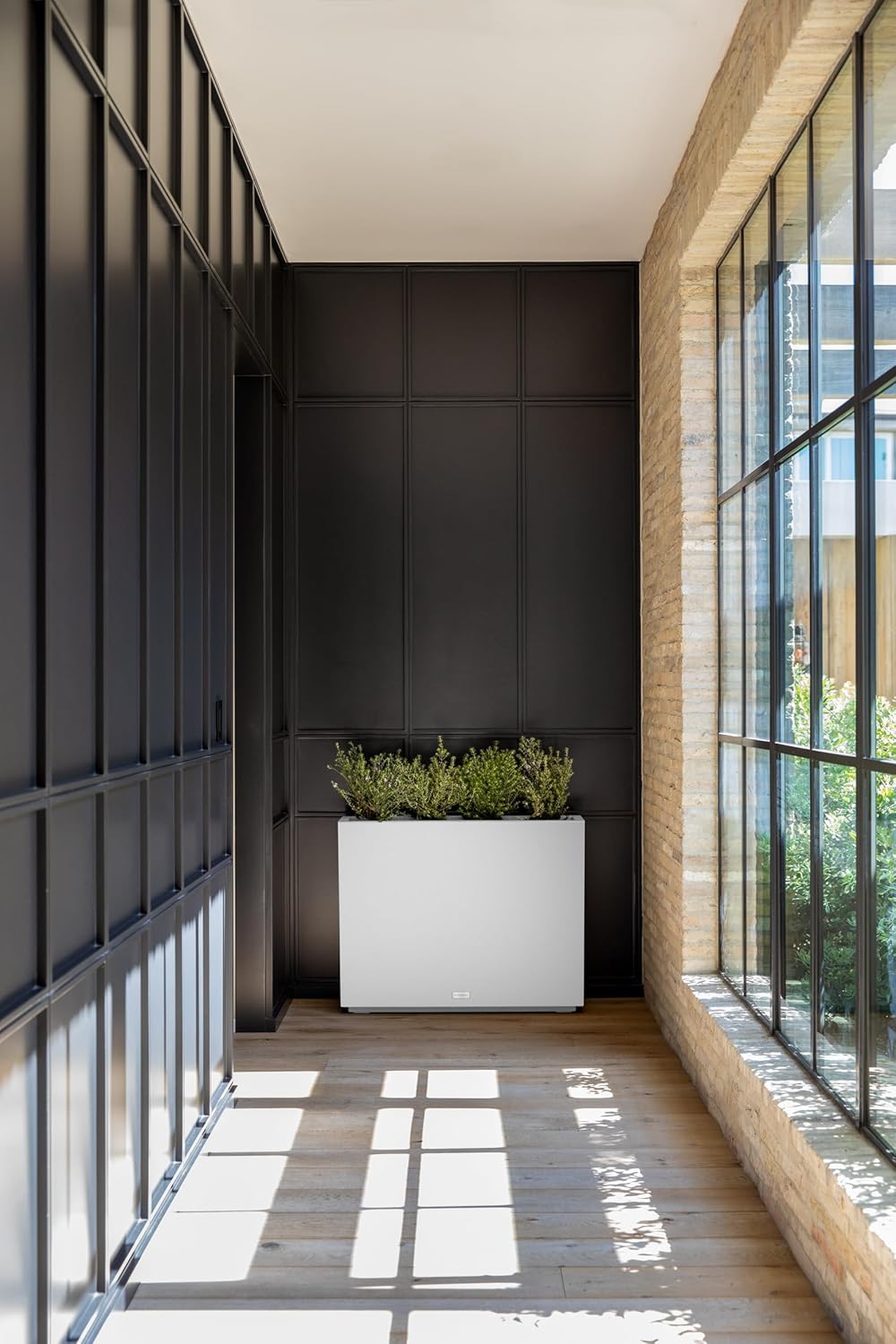 Veradek Span Plastic Box Series Planter - Tall Rectangular, White, All-Weather Resistant, Removable Insert Bucket, Modern Design, Indoor/Outdoor Use