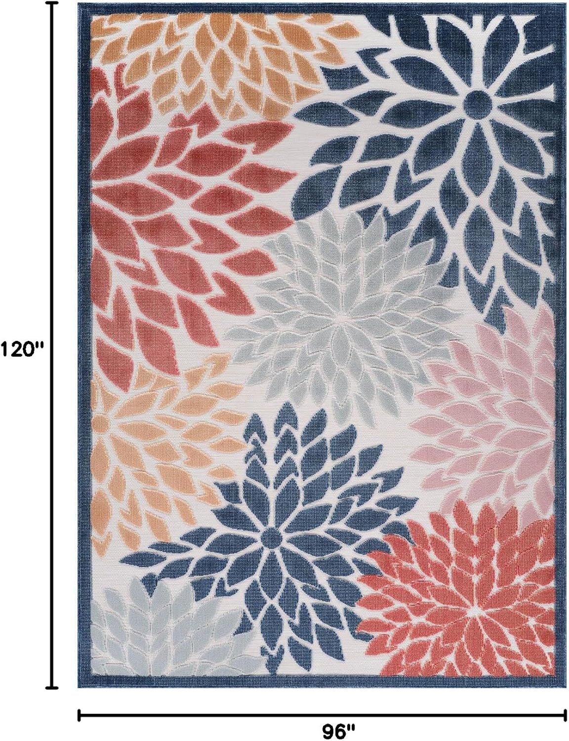 Beverly Rug Outdoor Rug 8x10 Modern Floral Tropical Area Rugs for Indoor and Outdoor Patio Easy to Clean Non Shedding Living Room Porch Garden Washable Outside Carpet (8 x 10 Multicolor)