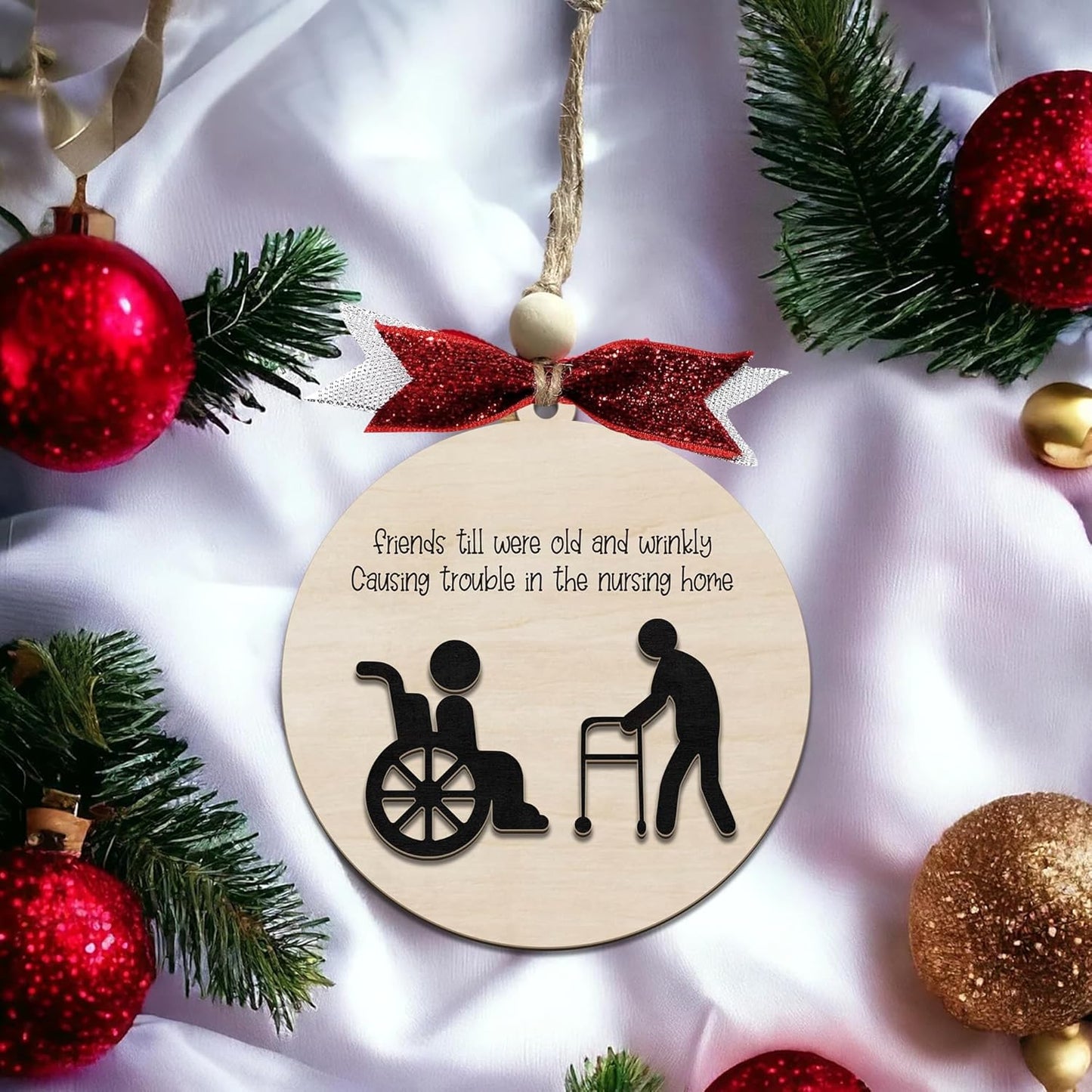 Funny Christmas Ornaments 2024, Unique Christmas Ornaments, Funny Christmas Gag Gifts for Men Women, Friends, Wooden Ornaments for Christmas Tree, Funny Ornaments for Adults