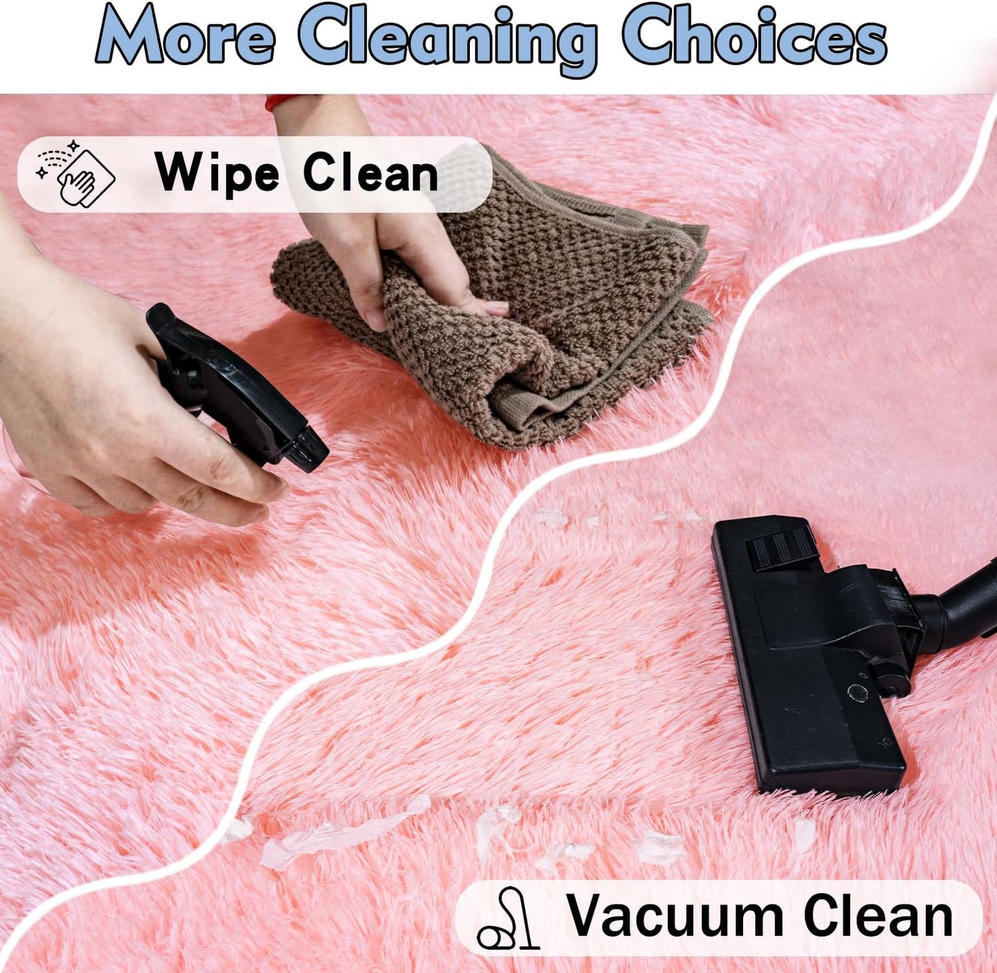 Ultra Soft Fluffy Pink Rugs for Bedroom 4x6 Feet, Fluffy Shag Area Rugs for Living Room, Large Comfy Furry Rug for Girls Kids Baby Room Decor, Non Slip Nursery Modern Indoor Fuzzy Floor Bedside Carpet