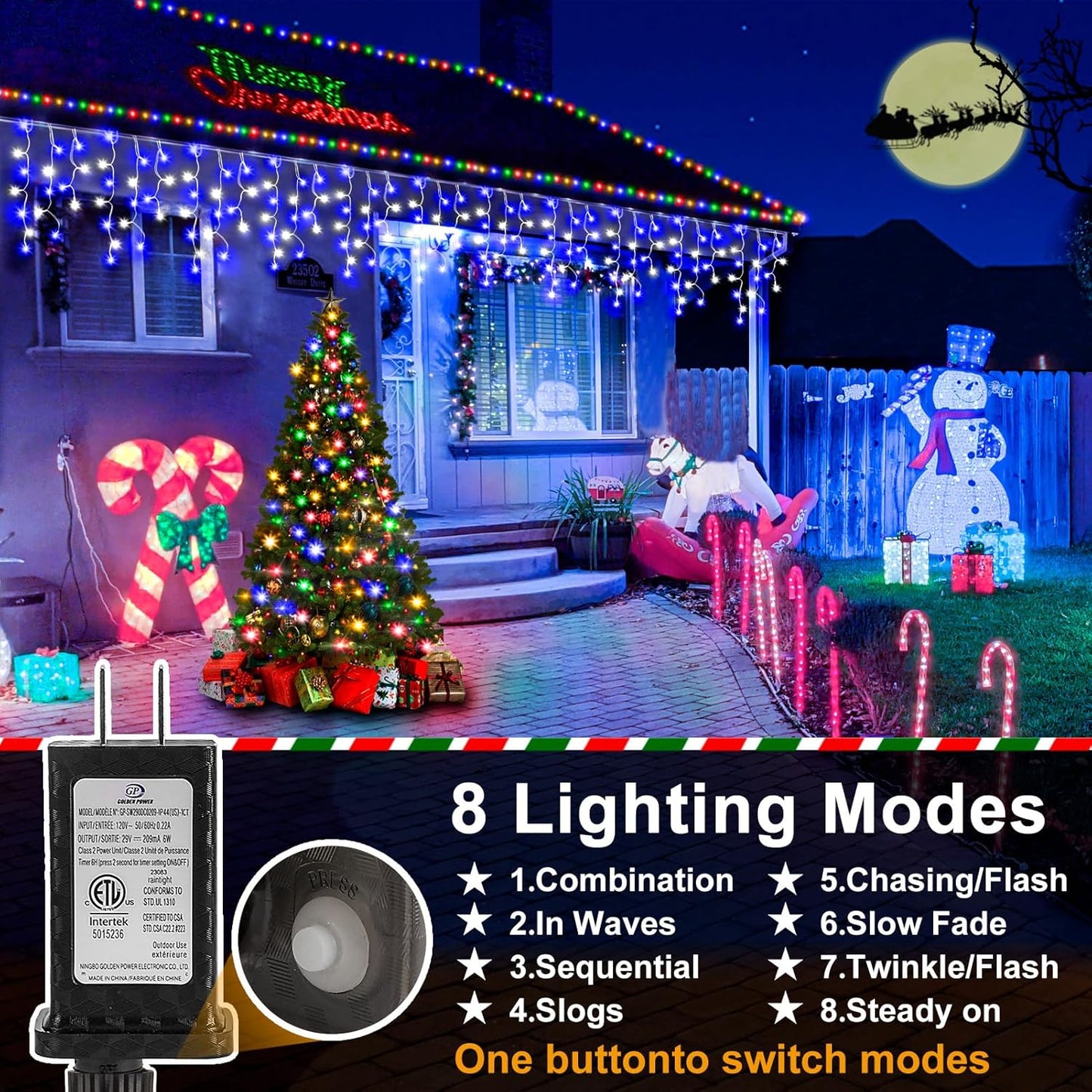 Christmas Lights Outdoor, 164FT 1600 LED Ice Lights for Outside, 320 Drops Ice String Lights with 8 Modes, Waterproof Timer & Memory for Yard, Garden, Eaves, Patio, Party (Blue and Cool White)