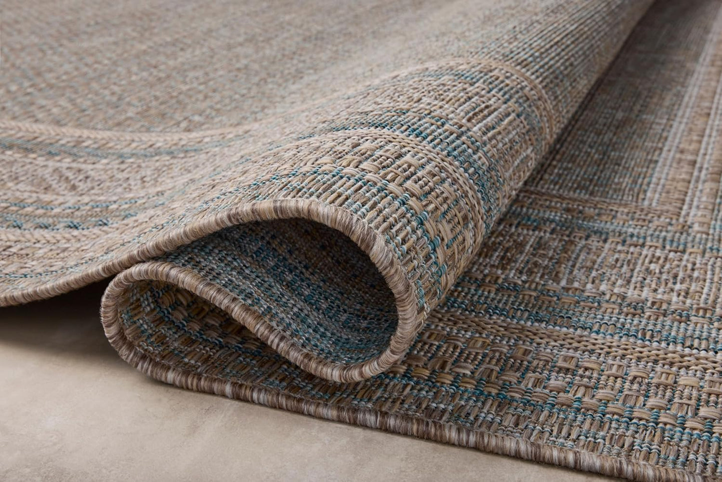 Loloi Amber Lewis Topanga Collection TOP-05 Natural/Teal 9'-2" x 12'-0" Indoor/Outdoor Area Rug
