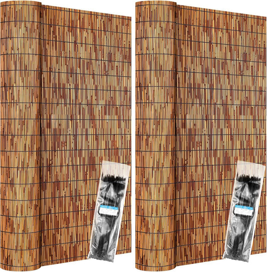 ZNCMRR Reed Fencing Rolls Natural Bamboo Fence Rolls 2 Pcs 4 Feet High Privacy Fence for Balcony Patio Garden Backyard Outdoor 4FT X 16.4FT（Brown）